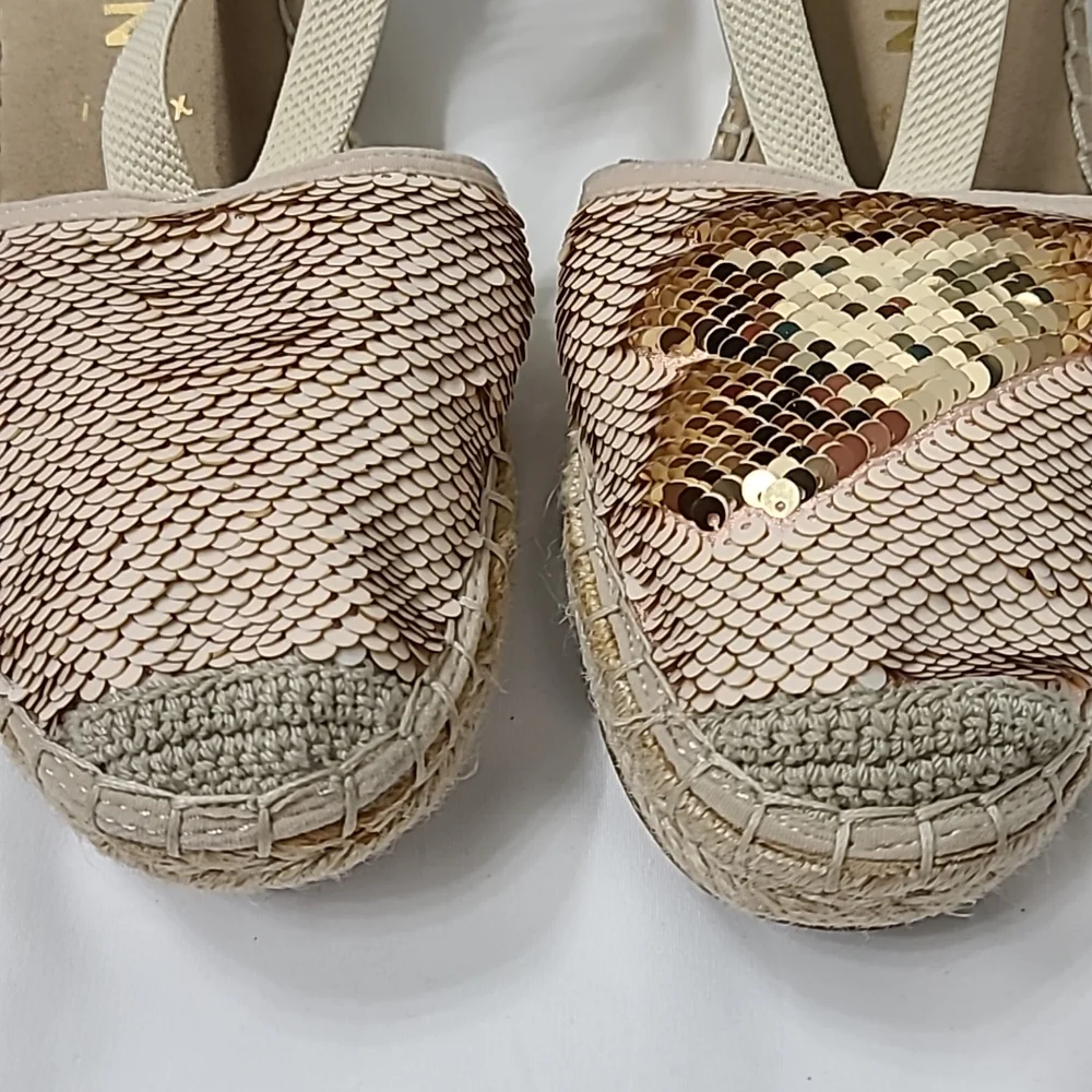 Anne Klein Abbey Sequin Espadrille Wedge Sandals Sz. 8M